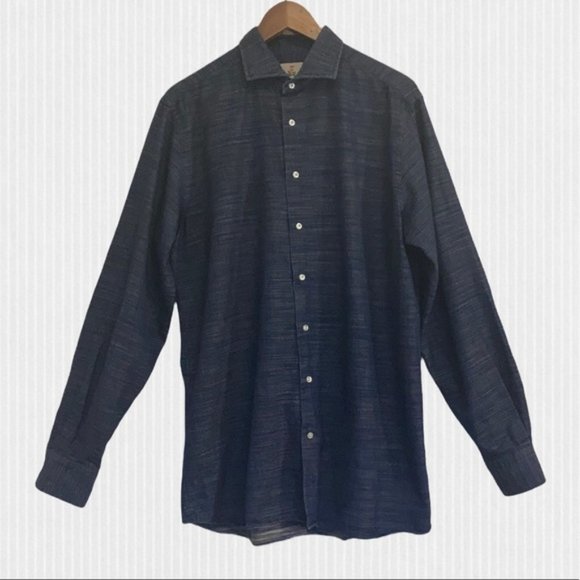 Guy Rover Made in Italy Blue Cotton Button Up Shirt - Picture 1 of 10